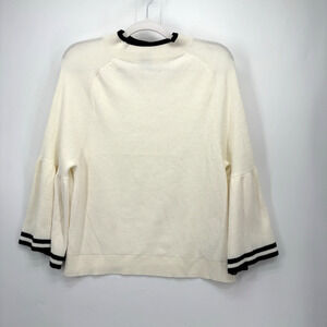 Anthroplogie Maeve Sweater 2X Ivory Ribbed Mock Neck Wide Sleeve Stretch